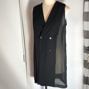 Initial brand long Semi-sheer vest